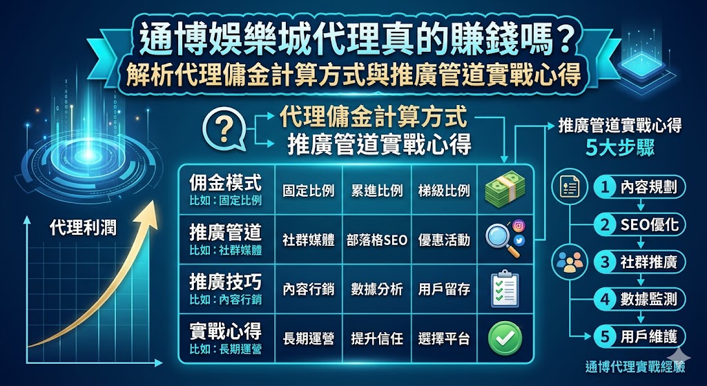 通博娛樂城代理真的賺錢嗎？解析代理傭金計算方式與推廣管道實戰心得